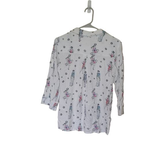 Dolcezza Size Small S Fashion Woman Button Up 3/4 Sleeve Top Soft Viscose - Picture 2 of 10